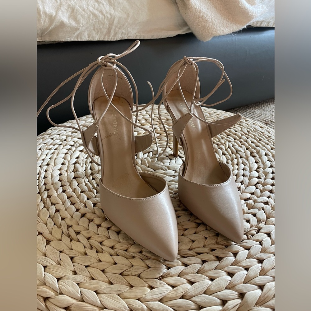 Le Chateau Nude Lace-Up Heels